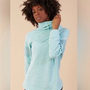 Gymshark Light Blue Slouch Neck Hoodie with Mesh Detailing